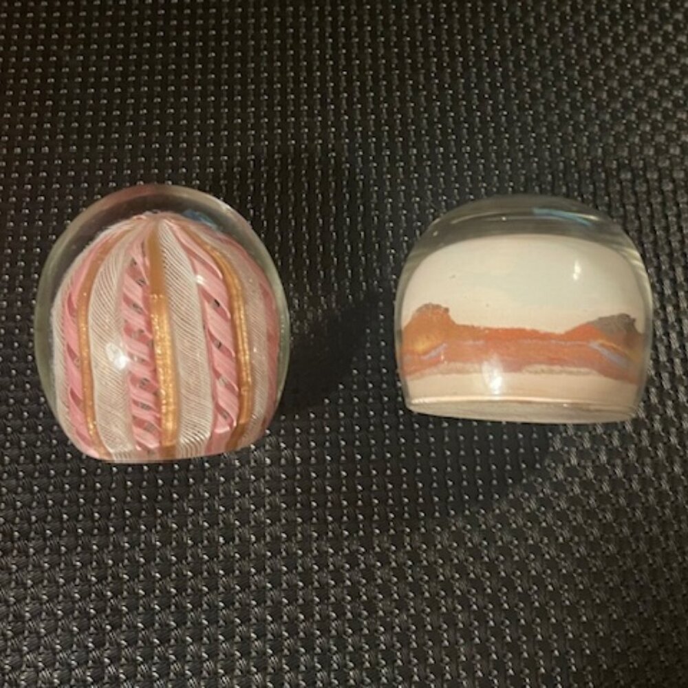 Vintage Glass Paperweights Murano Glass and Sand Globe Desert Art